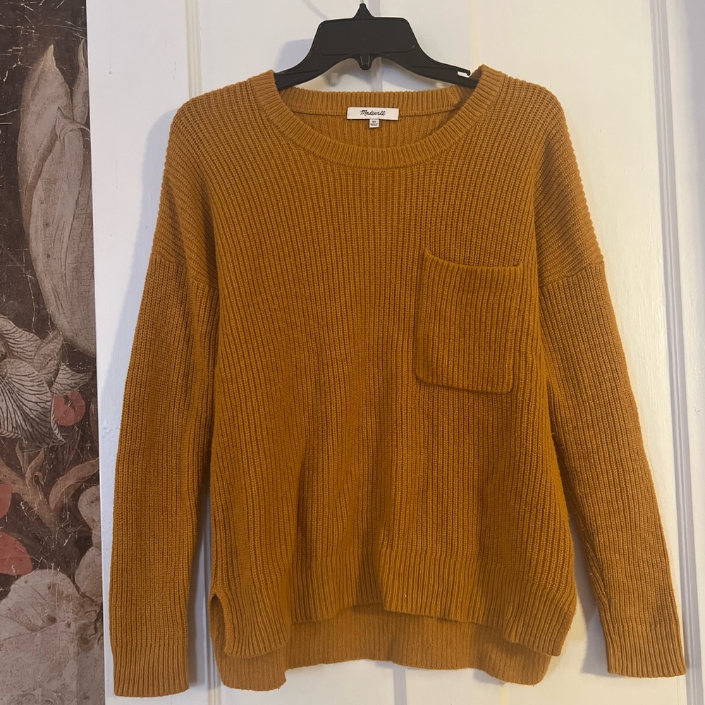 Madewell Sweater Womens XS Turmeric Thompson Pocket Pullover